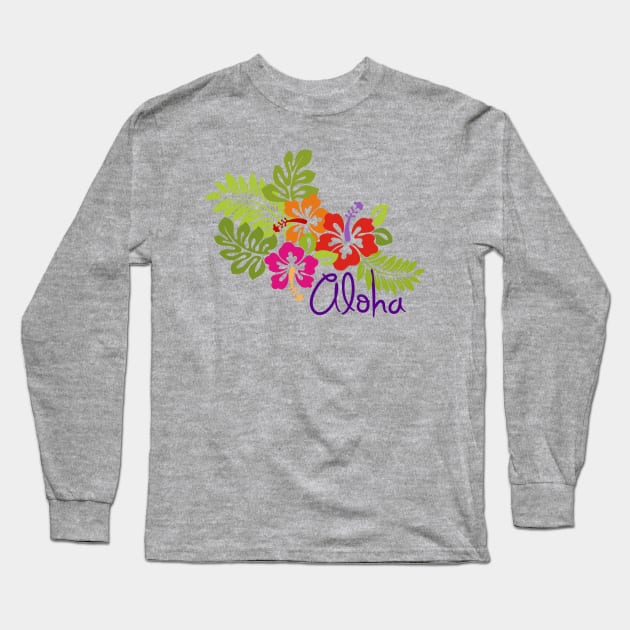 Tropical Aloha Hibiscus Blossoms Bouquet Long Sleeve T-Shirt by EDDArt